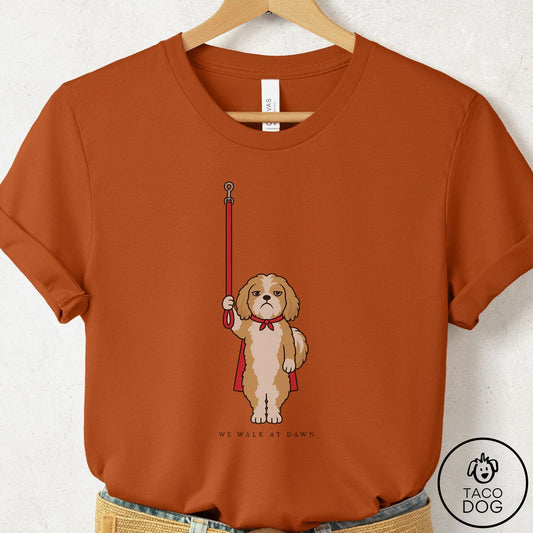 Havanese We Walk At Dawn T-Shirt Autumn Taco-Dog