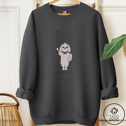 Maltese We Walk At Dawn Sweatshirt Charcoal Taco-Dog