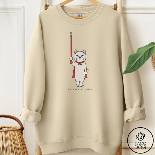 Westie We Walk At Dawn Sweatshirt Sand Taco-Dog