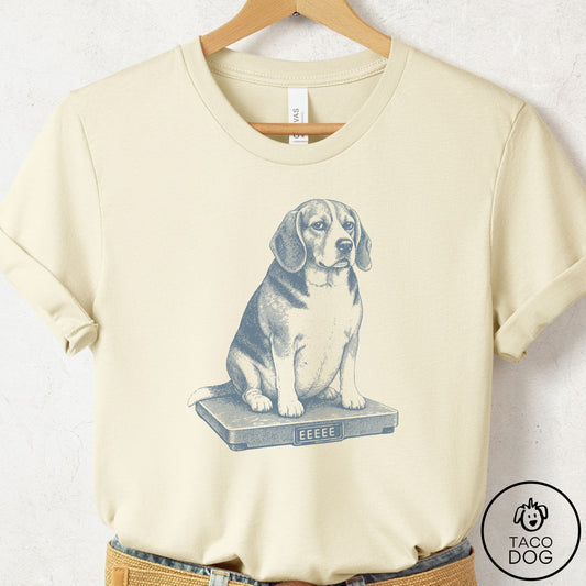 Beagle Weigh In T-Shirt Natural Taco-Dog