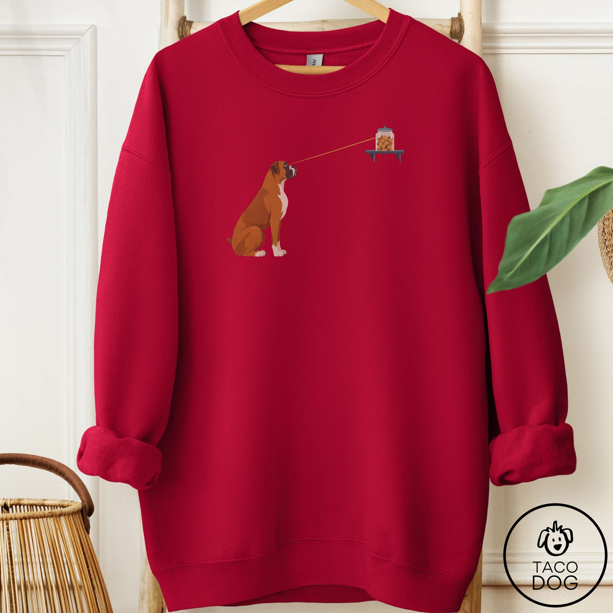 Boxer Willpower Sweatshirt Cardinal Red Taco-Dog