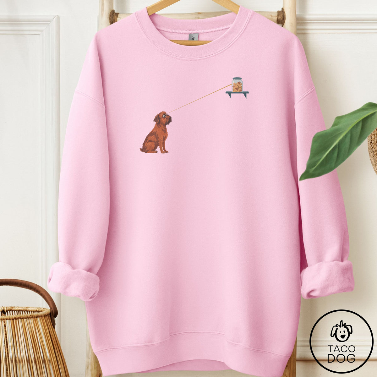 Brussels Griffon Willpower Sweatshirt Light Pink Taco-Dog