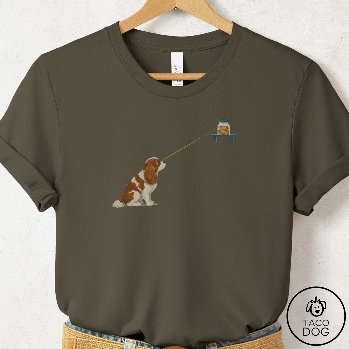 Cavalier King Charles Spaniel Willpower T-Shirt, design close-up