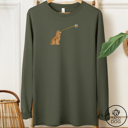 Cocker Spaniel Willpower Long Sleeve Tee Military Green Taco-Dog