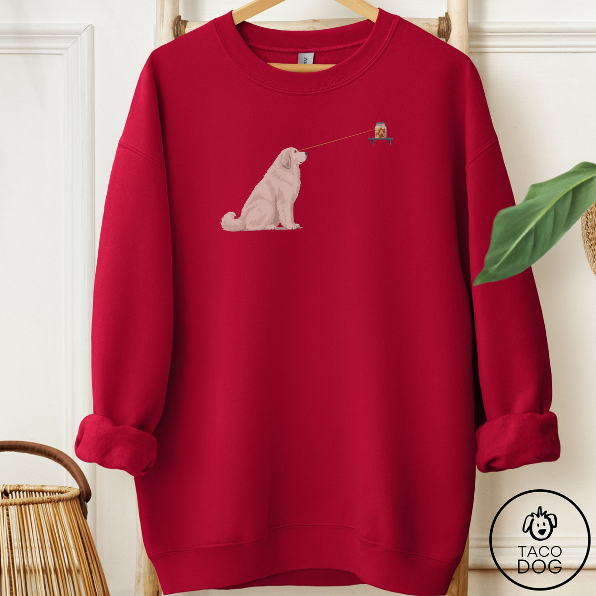 Great Pyrenees Willpower Sweatshirt Cardinal Red Taco-Dog