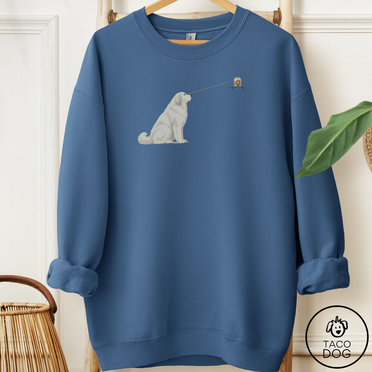 Great Pyrenees Willpower Sweatshirt Indigo Blue Taco-Dog