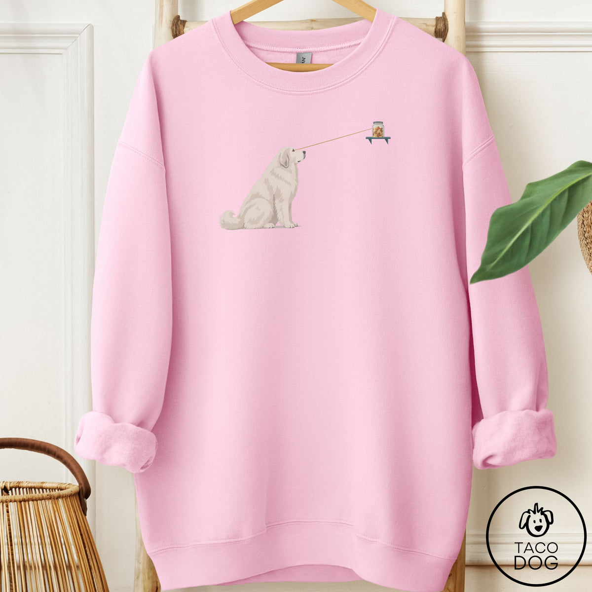 Great Pyrenees Willpower Sweatshirt Light Pink Taco-Dog