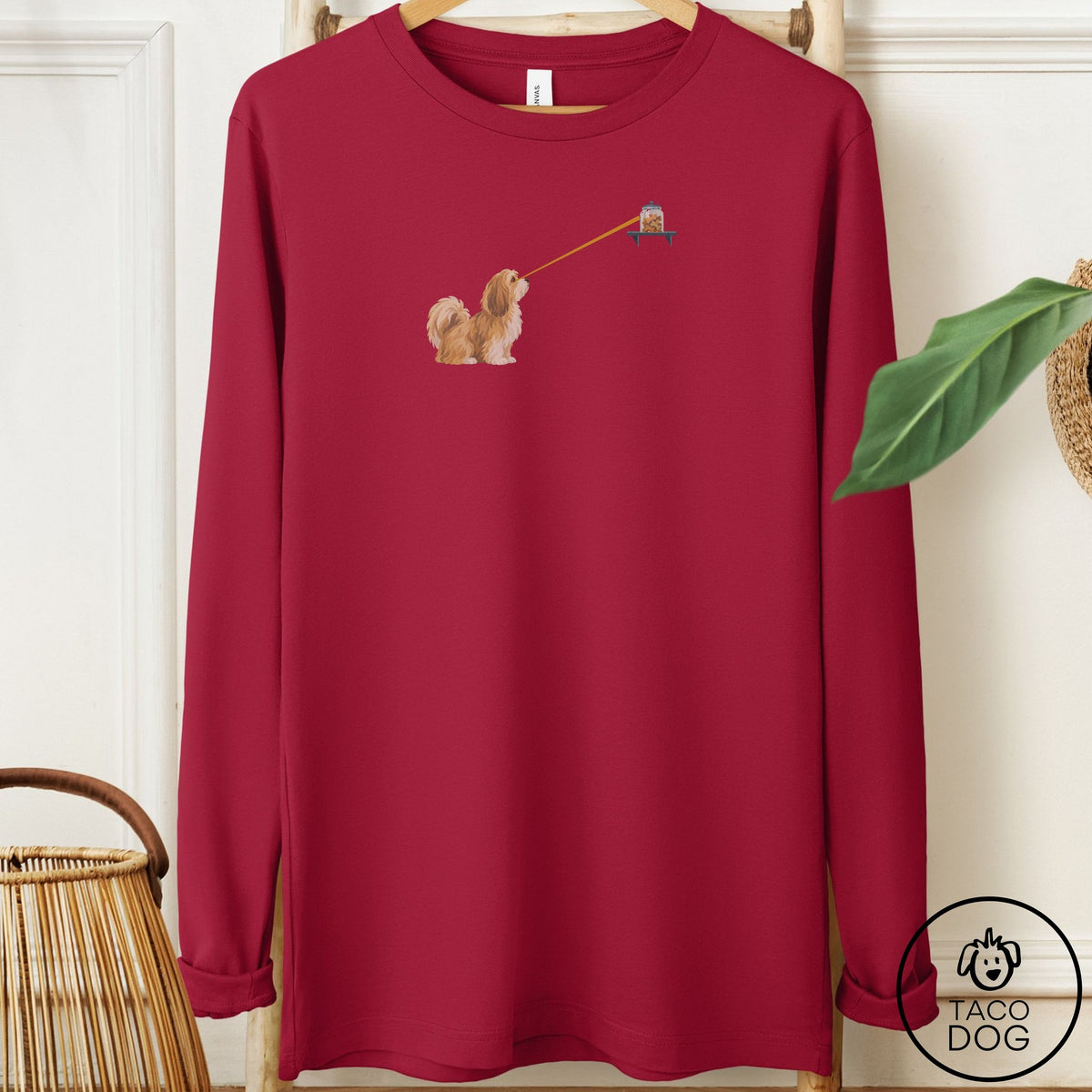 Havanese Willpower Long Sleeve Tee Cardinal Taco-Dog