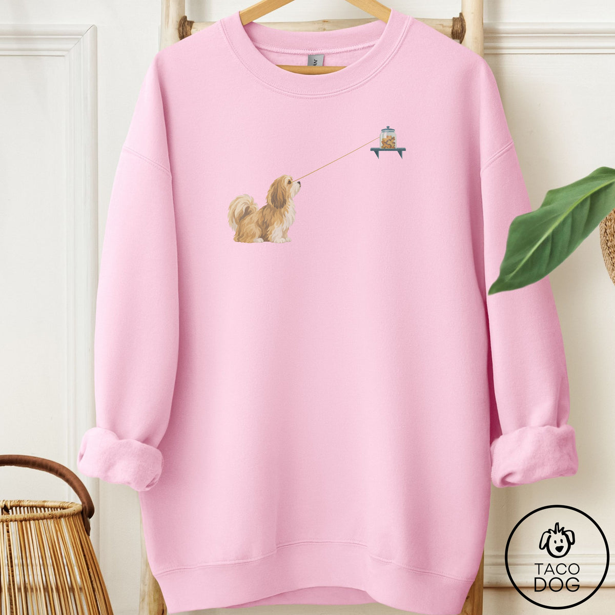 Havanese Willpower Sweatshirt Light Pink Taco-Dog