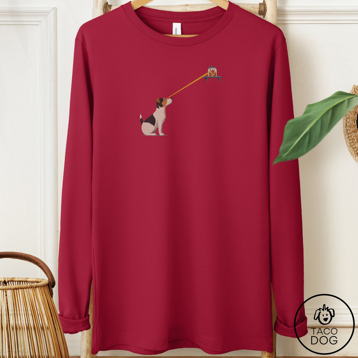 Jack Russell Willpower Long Sleeve Tee Cardinal Taco-Dog