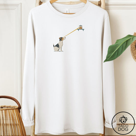 Jack Russell Willpower Long Sleeve Tee White Taco-Dog