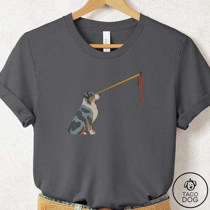 Australian Shepherd Willpower Leash T-Shirt Asphalt Taco-Dog