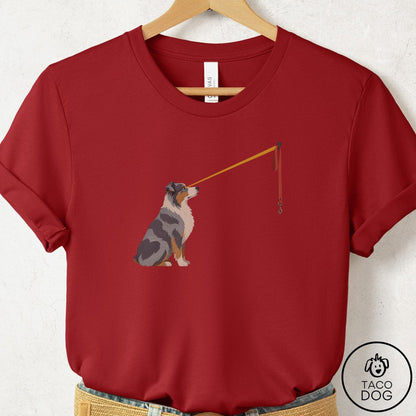 Australian Shepherd Willpower Leash T-Shirt Canvas Red Taco-Dog