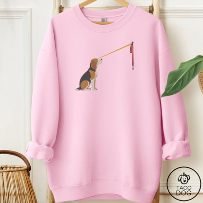 Beagle Willpower Leash Sweatshirt Light Pink Taco-Dog