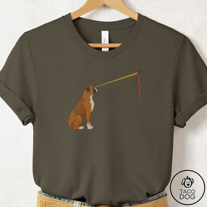 Boxer Willpower Leash T-Shirt Army Taco-Dog
