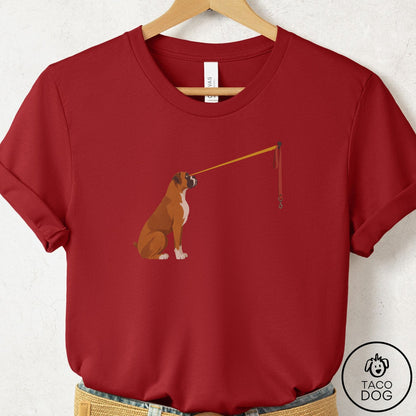 Boxer Willpower Leash T-Shirt Canvas Red Taco-Dog