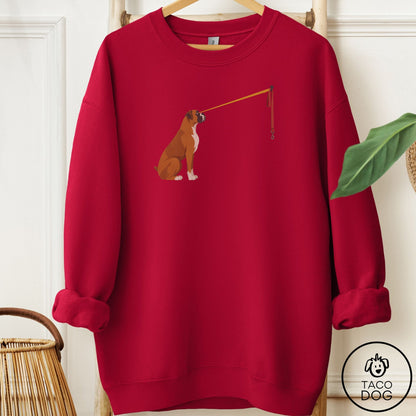 Boxer Willpower Leash Sweatshirt Cardinal Red Taco-Dog