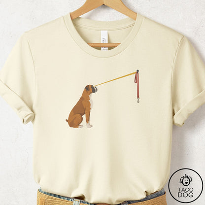 Boxer Willpower Leash T-Shirt Natural Taco-Dog