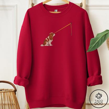 Cavalier King Charles Spaniel Willpower Leash Sweatshirt Cardinal Red Taco-Dog