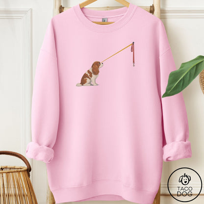 Cavalier King Charles Spaniel Willpower Leash Sweatshirt Light Pink Taco-Dog