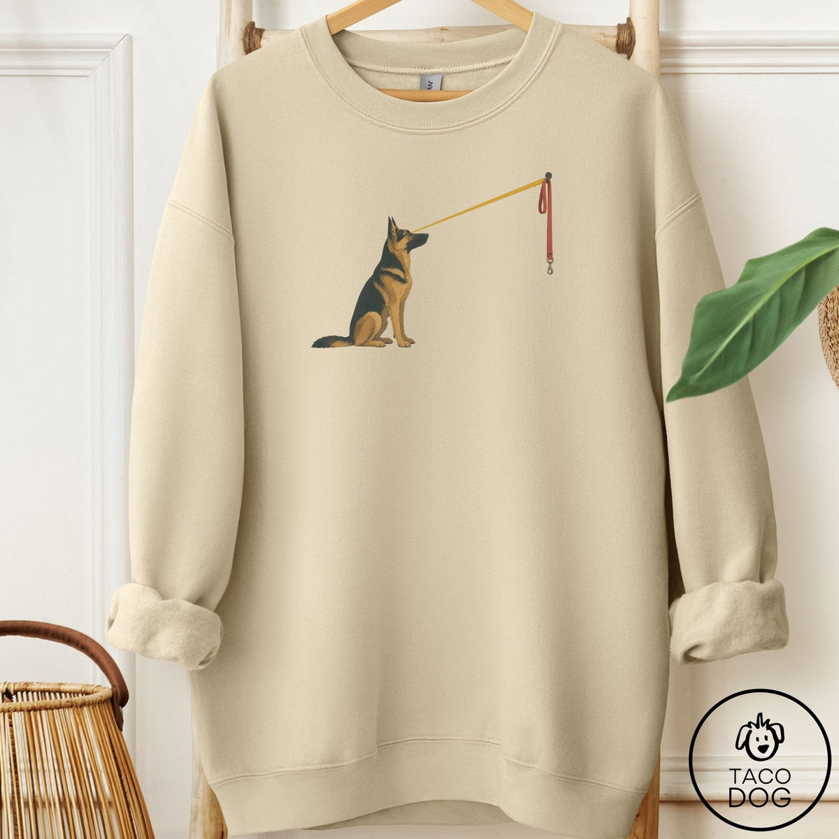 German Shepherd Willpower Leash Sweatshirt Sand Taco-Dog