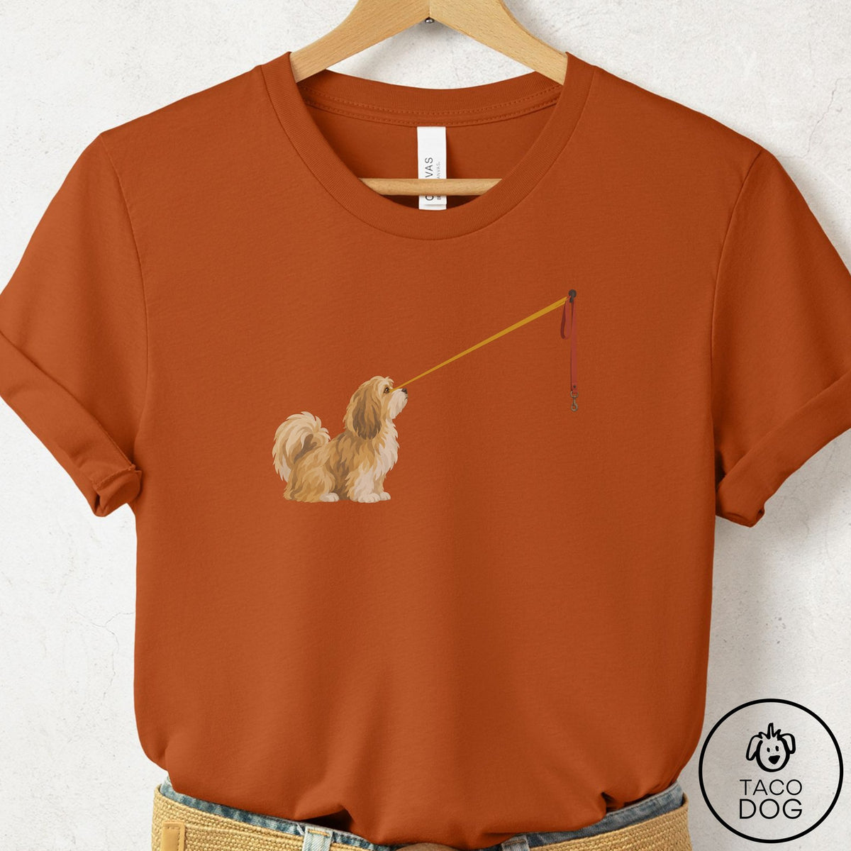 Havanese Willpower Leash T-Shirt Autumn Taco-Dog