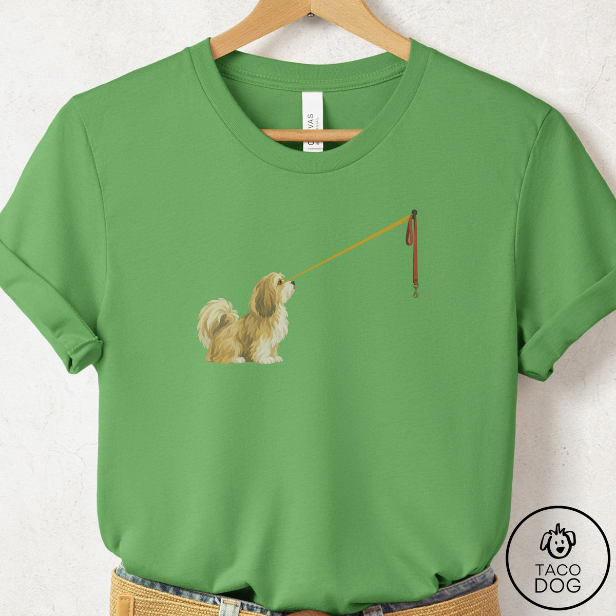 Havanese Willpower Leash T-Shirt Leaf Taco-Dog