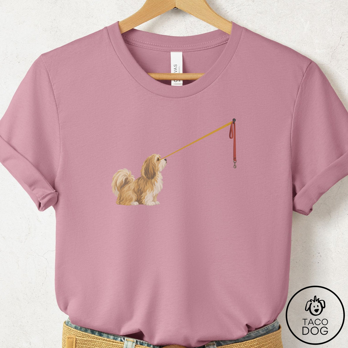 Havanese Willpower Leash T-Shirt Orchid Taco-Dog