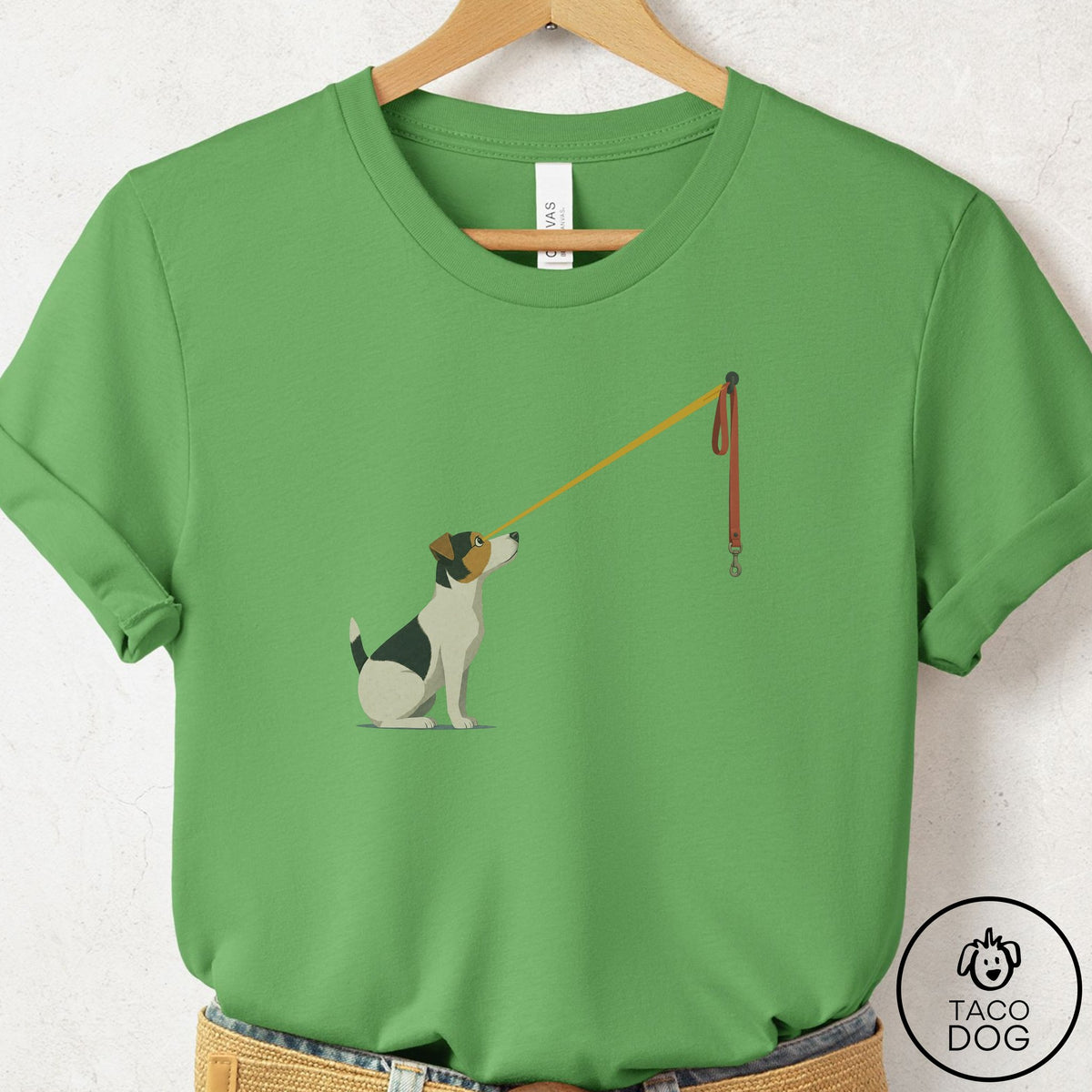 Jack Russell Willpower Leash T-Shirt Leaf Taco-Dog