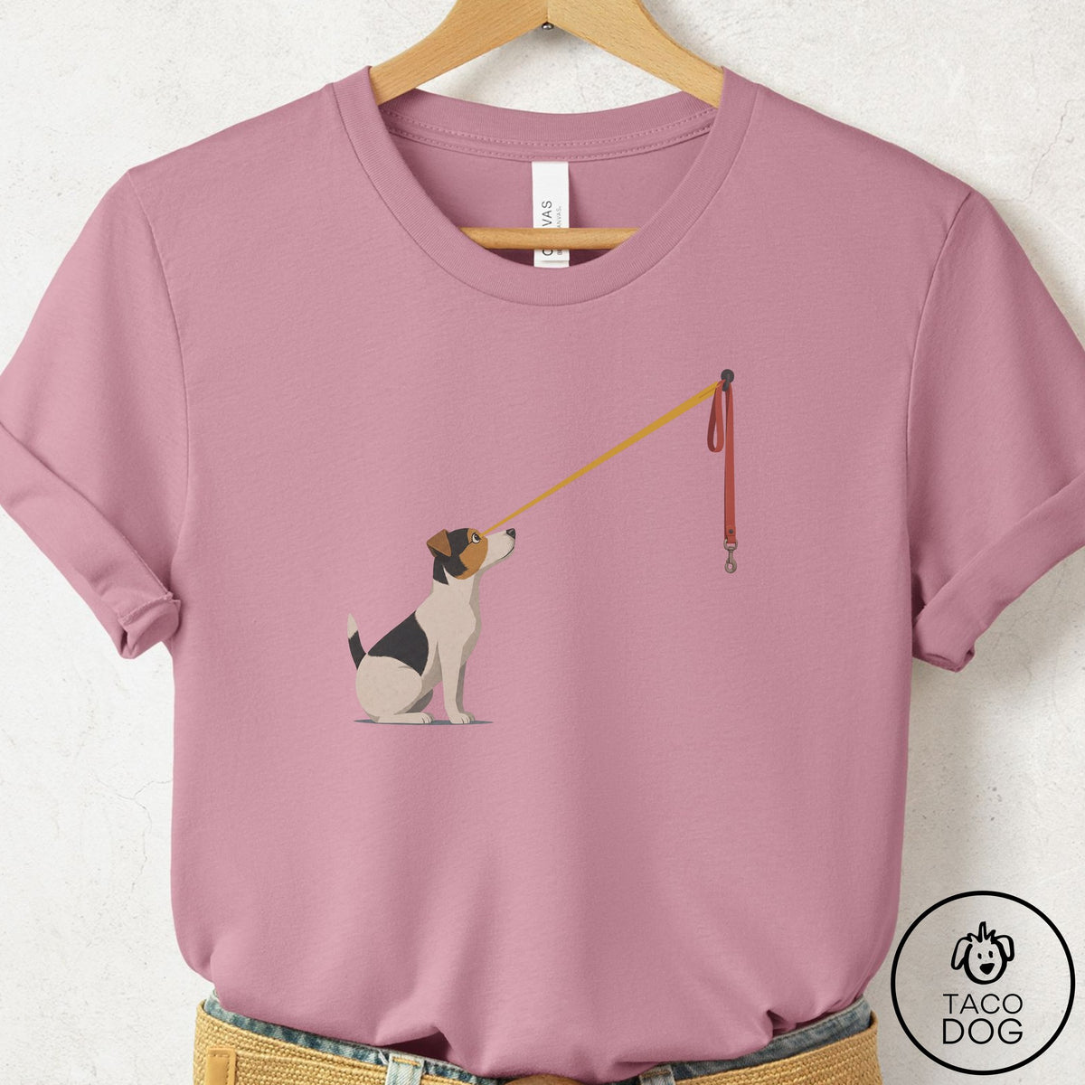 Jack Russell Willpower Leash T-Shirt Orchid Taco-Dog