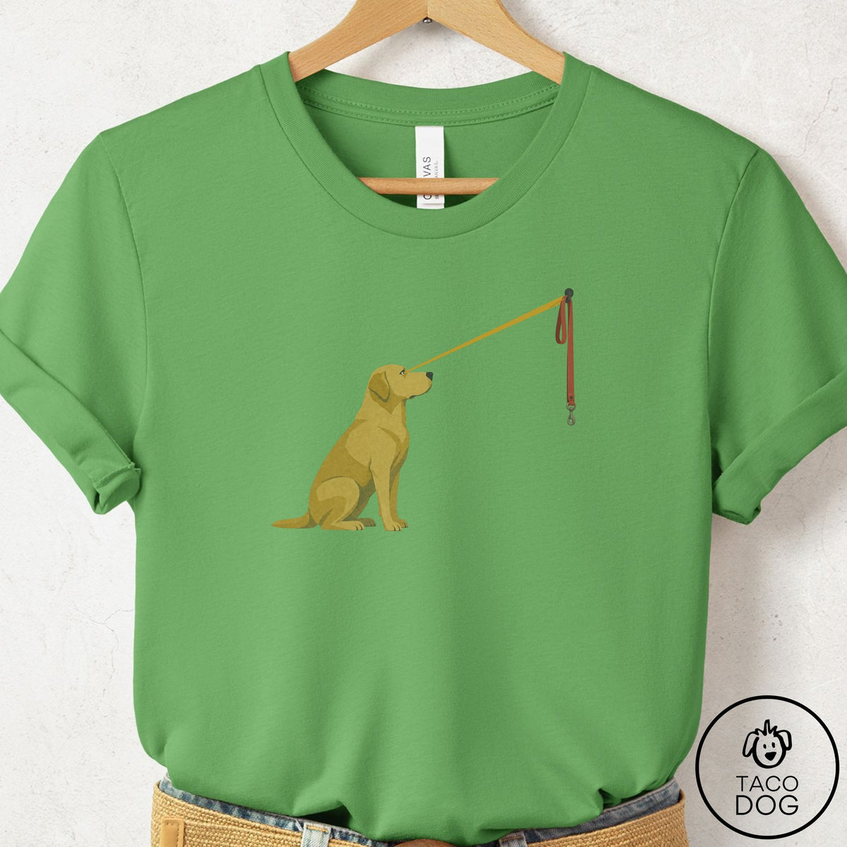 Labrador Retriever Willpower Leash T-Shirt Leaf Taco-Dog