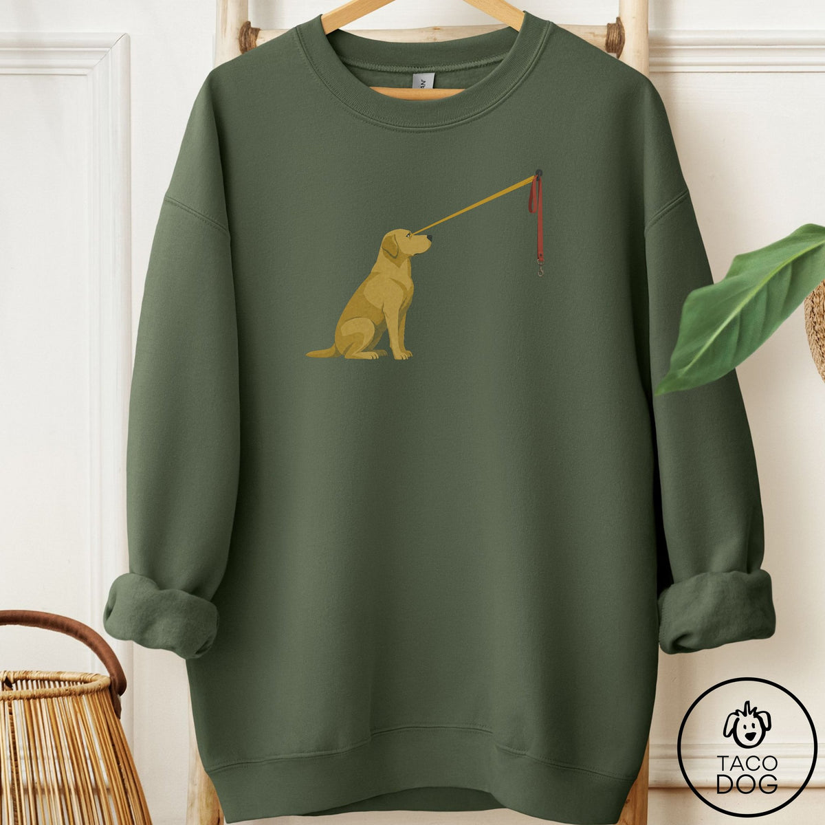 Labrador Retriever Willpower Leash Sweatshirt Military Green Taco-Dog