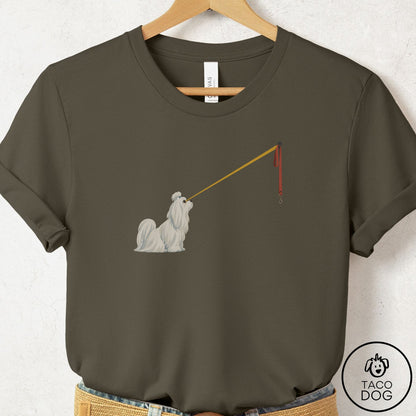 Maltese Willpower Leash T-Shirt Army Taco-Dog