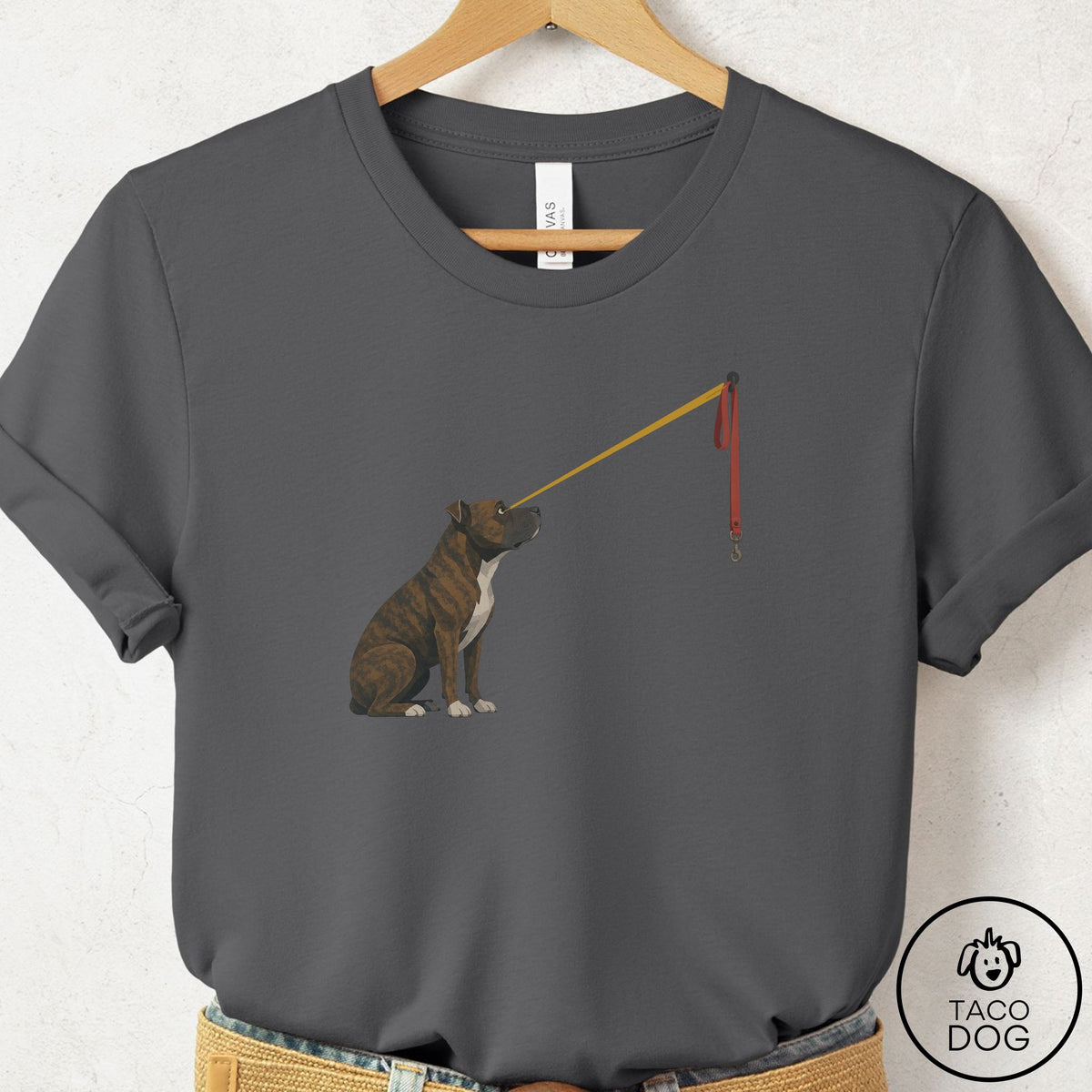 Pitbull Willpower Leash T-Shirt Asphalt Taco-Dog