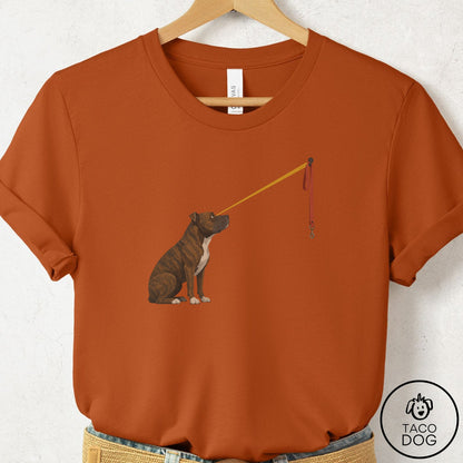 Pitbull Willpower Leash T-Shirt Autumn Taco-Dog