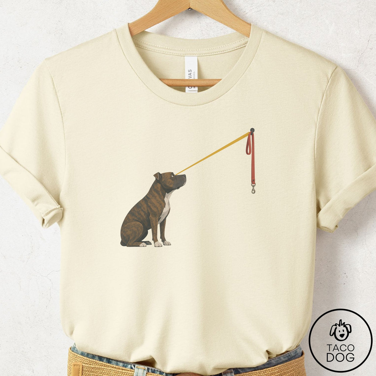 Pitbull Willpower Leash T-Shirt, design close-up
