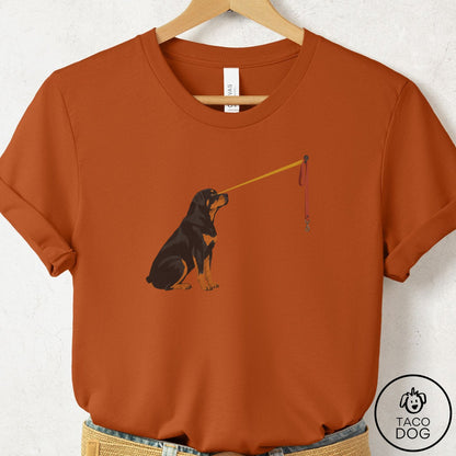 Rottweiler Willpower Leash T-Shirt Autumn Taco-Dog