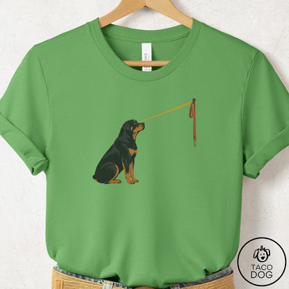 Rottweiler Willpower Leash T-Shirt Leaf Taco-Dog