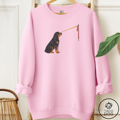 Rottweiler Willpower Leash Sweatshirt Light Pink Taco-Dog
