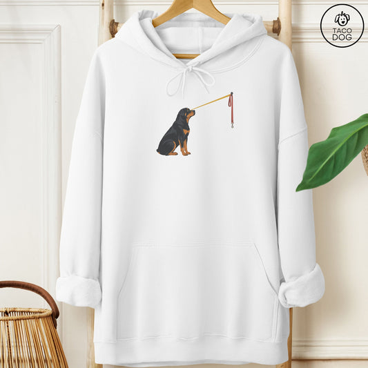 Rottweiler Willpower Leash Hoodie White Taco-Dog