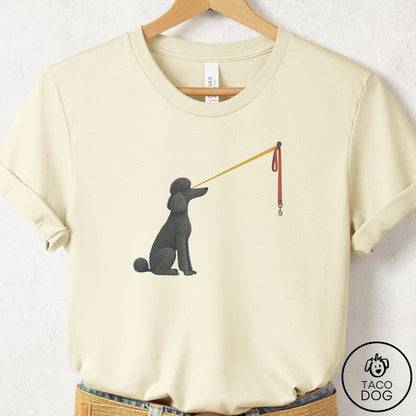 Poodle Willpower Leash T-Shirt Natural Taco-Dog
