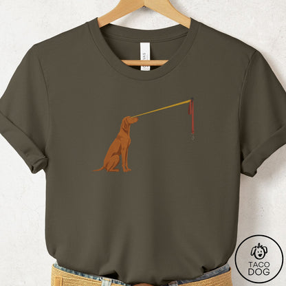 Vizsla Willpower Leash T-Shirt Army Taco-Dog
