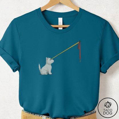 Westie Willpower Leash T-Shirt Deep Teal Taco-Dog