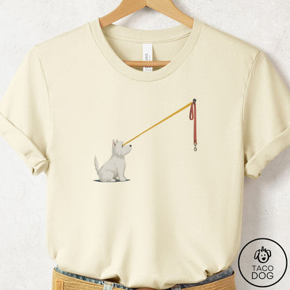 Westie Willpower Leash T-Shirt Natural Taco-Dog