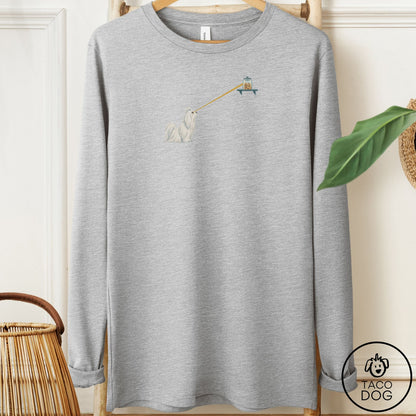 Maltese Willpower Long Sleeve Tee Athletic Heather Taco-Dog