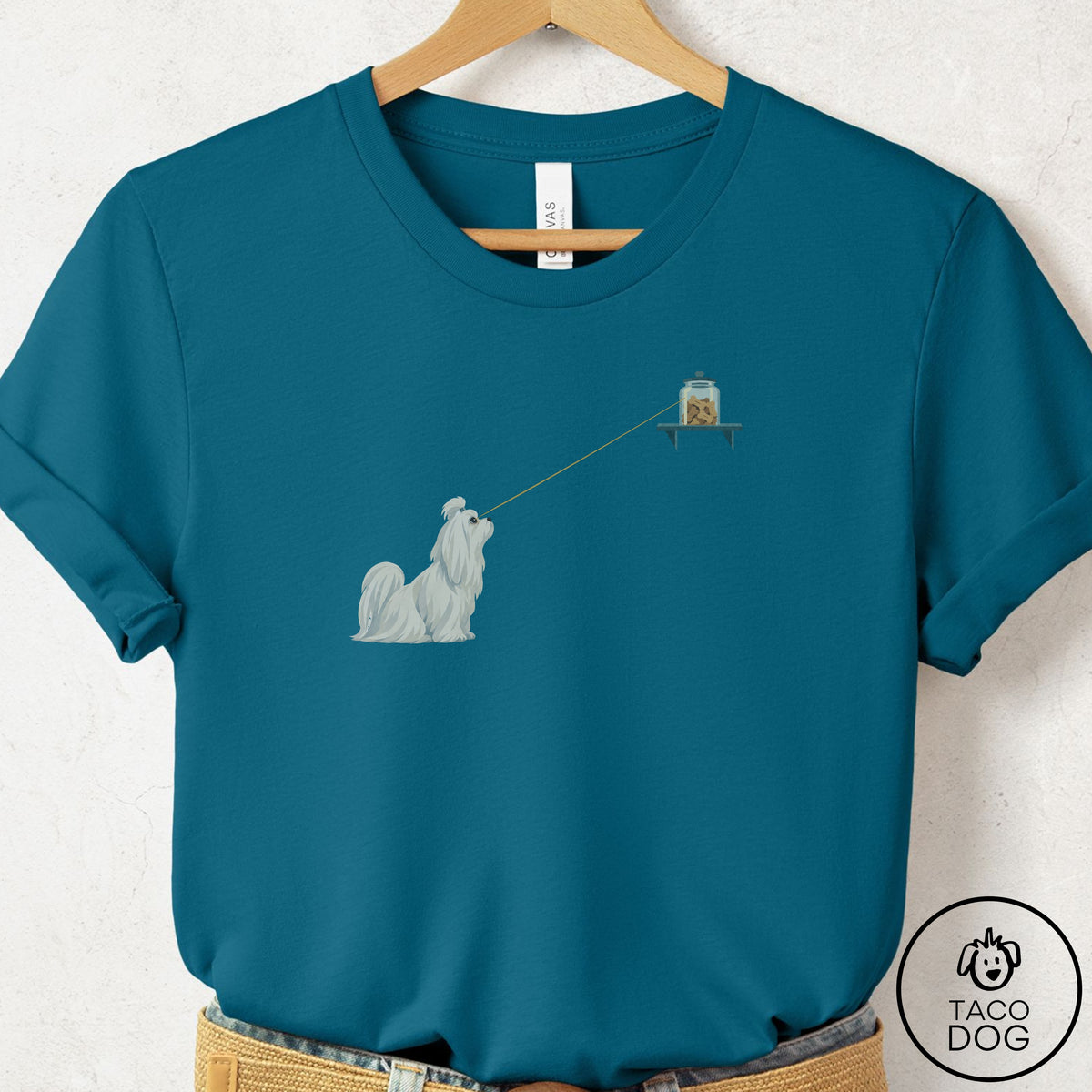 Maltese Willpower T-Shirt Deep Teal Taco-Dog
