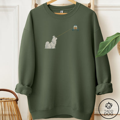 Maltese Willpower Sweatshirt Military Green Taco-Dog