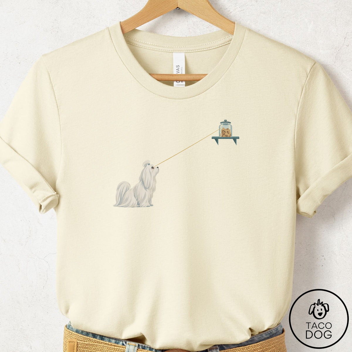 Maltese Willpower T-Shirt Natural Taco-Dog