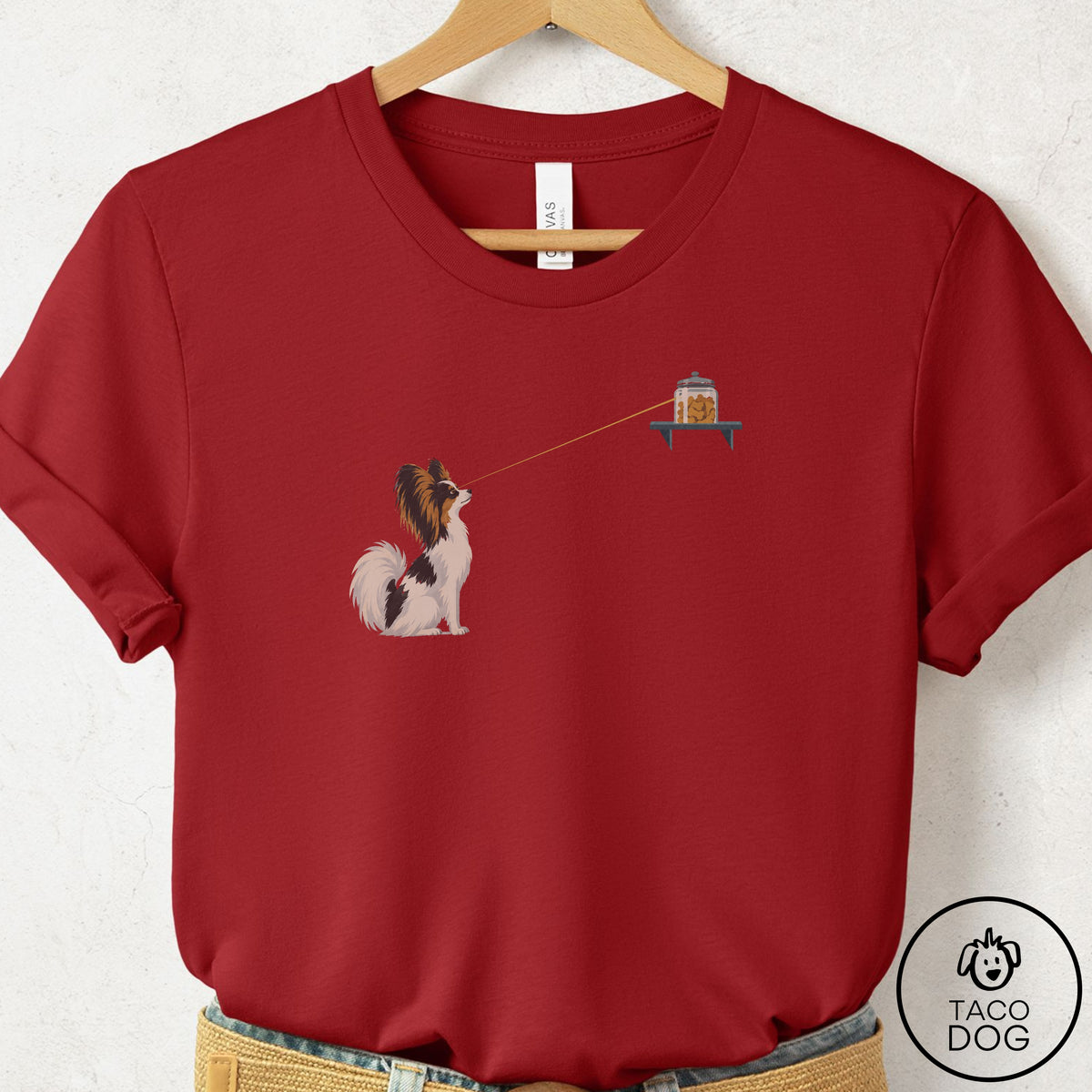 Papillon Willpower T-Shirt Canvas Red Taco-Dog