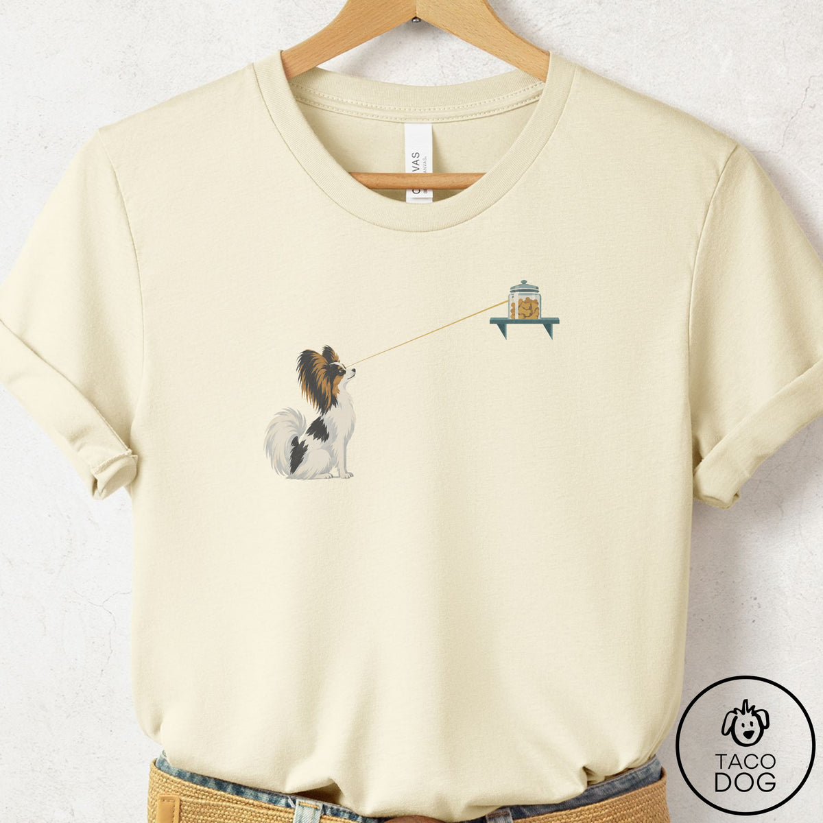 Papillon Willpower T-Shirt Natural Taco-Dog